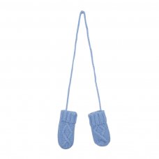 BM14-BB: Baby Blue Chain Knit Mittens w/String